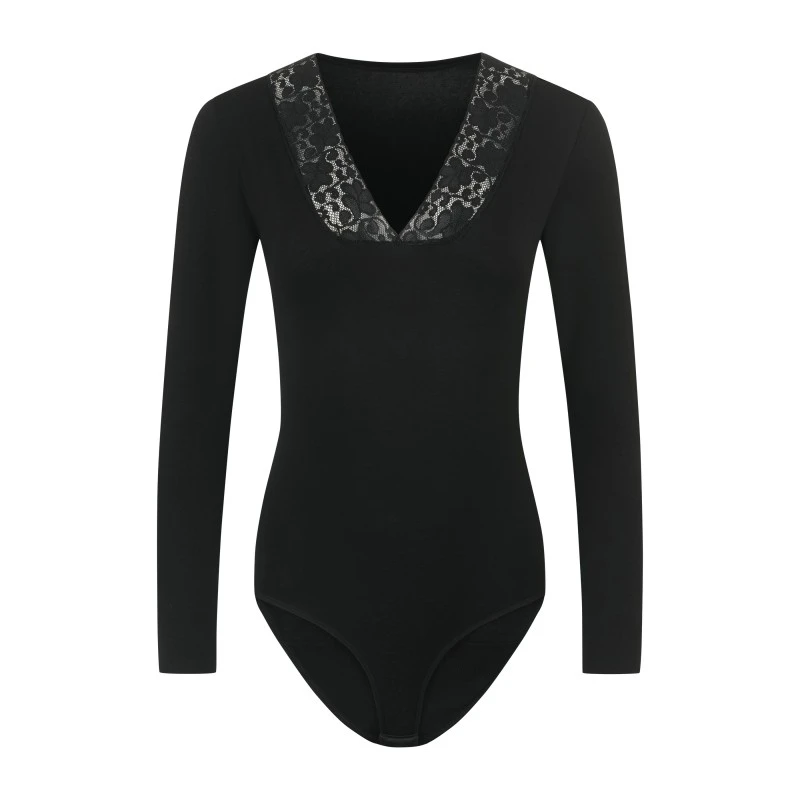 Evoni черно боди с фина дантела S